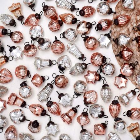 25 Pieces Rose Gold and Silver Ornaments For Tree Decoration - Glass Christmas Ornaments